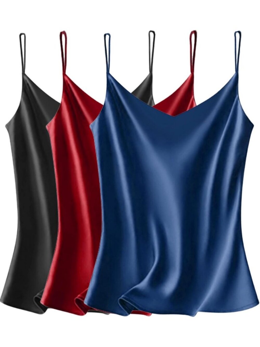 Silk Satin V Neck Camisole Tank Top for Women - Spaghetti Strap, Elegant & Chic